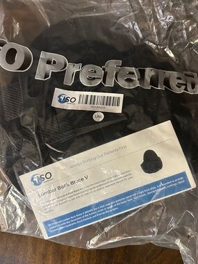 Back Brace ISO Preferred – Lumbar Back Brace V Adjustable Small To Large. NEW.